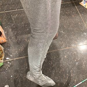 Thigh high sparkly silver boot silver size 6.5